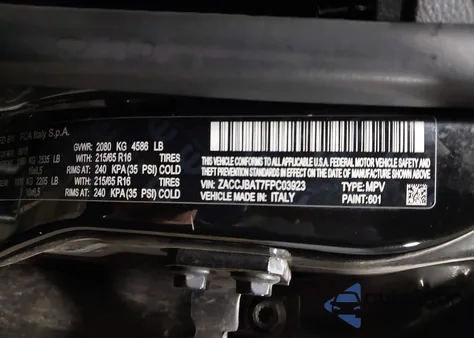 2015 Jeep Renegade Sport from USA, damaged, VIN ZACCJBAT7FPC03923